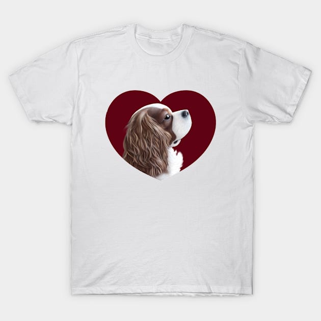Cavalier King Charles Spaniel - Blenheim in a Heart T-Shirt by jollyinu